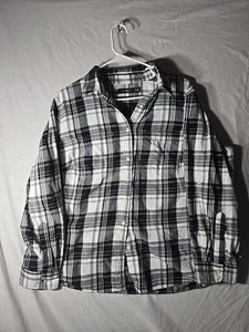 lauren Ralph lauren plaid shirt long sleeve Black White Womens 2XXL Button Down - Picture 1 of 10