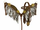 Painted 3D Flowers Beaded Browband Headstall & Fringe Breast Collar Reins New