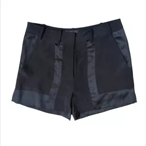 BARBARA BUI Womens NWT Silk Shorts FR 36 US 4 Black Tuxedo Satin Crepe - Picture 1 of 6