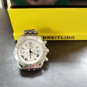 BREITLING Chronomat Evolution A13356 White Dial Roman Used w/Box Guarantee Links - Picture 1 of 9