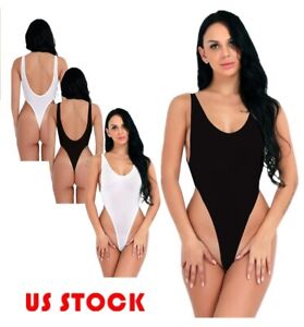 Women's See-through Bodysuit High Cut Thongs Leotard One-Piece Stretchy Jumpsuit