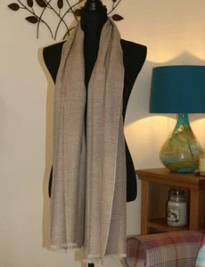 CASHMERE BEIGE SCARF Shawl Wrap Handmade Natural Cashmere - Picture 1 of 3