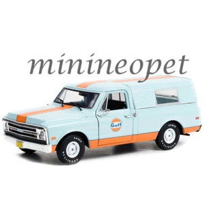 GREENLIGHT 1968 CHEVROLET C-10 with CAMPER SHELL 1/24 GULF OIL LIGHT BLUE 85062 - Picture 1 of 2