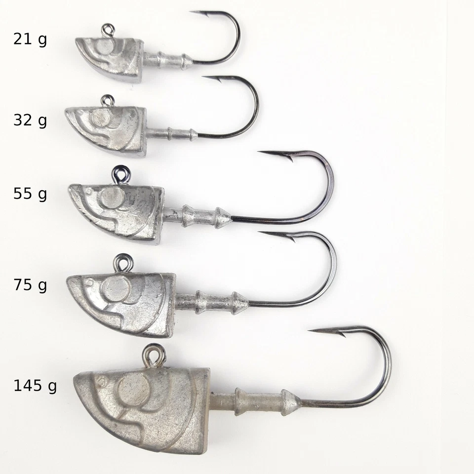 2-5 St. JIG KÖPFE 21-145g Raubfisch Blei Kopf Norwegen Dorsch Hecht Shad Twister - Bild 1 von 1