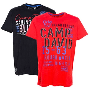 Camp David Camiseta Manga Corta Algodón Hombre Cuello Negro Rojo L XL XXL 3XL - Picture 1 of 8