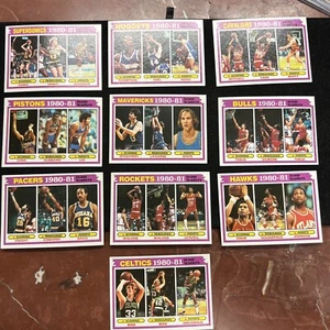 Lot 10x ☆ 1981-82 Topps - Team Leaders Celtics, Rockets, Hawks, Pistons, Pacers - Picture 1 of 2