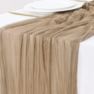 Nude Brown Cheesecloth Table Runner Boho Rustic Gauze 120 inch 10FT Cheese Cloth - Picture 1 of 6