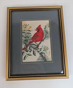 J&J Cash's Collector Range Jacquard Loom Woven RED CARDINAL Framed Picture - Picture 1 of 8