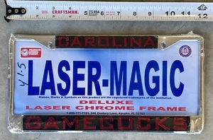 Vintage South Carolina Gamecocks Chrom Nummernschild Rahmen Deluxe Metall Laser - Bild 1 von 2