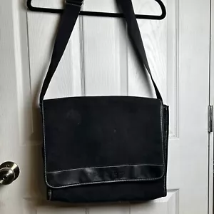 Kenneth Cole New York Kuriertasche Schultertasche schwarz Kunstwildleder verstellbarer Riemen - Bild 1 von 6