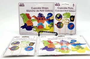 (Lot of 4) DINOSAUR Voila Cupcake Wraps & Picks, Twelve of Each NEW - Picture 1 of 6