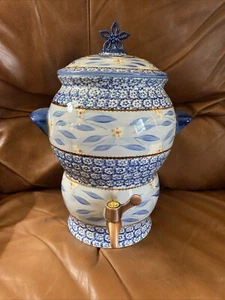 TEMP-TATIONS OLD WORLD BLUE SAMOVAR BEVERAGE DISPENSER WITH LID - Picture 1 of 9