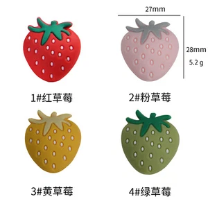5pcs Silicone Strawberry Beads Fruit Silicone Beads Pacifier Chain Accessories - Picture 1 of 9