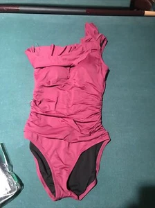 Hilor Women's One Piece Swimsuits One Shoulder Swimwear, Burgundy, Size 6 - Picture 1 of 1