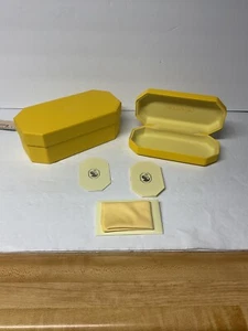 SWAROVSKI Eyeglasses Yellow Hard Clamshell Case & Original Box & Dust Cloth New - Picture 1 of 2