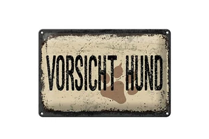 Blechschild Hinweis 12x18 cm Vorsicht Hund Schild - Picture 1 of 5