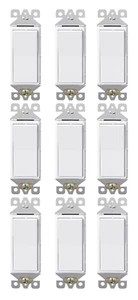 AIDA Single Pole Rocker Decora Light Switch, 15 Amp Self-grounding ( 9 pack) - Picture 1 of 4
