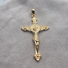 925 Sterling Silver Jesus Cross Pendant 18K Gold-Plated St. Benedict Symbol