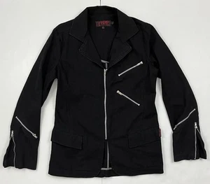 Vtg Tripp NYC Jacket 90s Goth Punk Blazer Style Zippers Black Size M - Picture 1 of 7