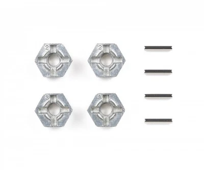 Sechskantmitnehmer ALU Felgenmitnehmer (4) MIT ACHSEN für 1:10 TAMIYA - Bild 1 von 2