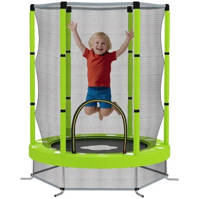 AIYAPLAY Trampolino Elastico Bambini 3-6 Anni Ø140cm con Rete di Sicurezza Verde - Immagine 1 di 4