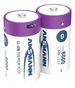 Ansmann 1,5V Li-Ion Akkus Mono D Typ 6000 (min. 5400 mAh) 2 Stück - Bild 1 von 1