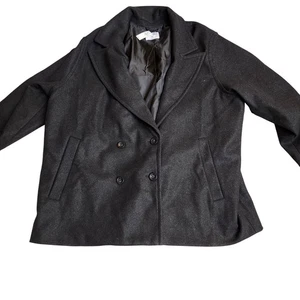 Old Navy Womens Pea Coat 4X Black Heather Double Breasted Jacket NWT - Picture 1 of 8