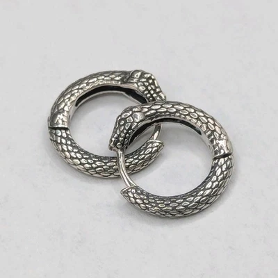 Pendientes Serpiente Plata Esterlina Aros Huggies Estilo Victoriano Serpiente Eterna 925 Foto 1 de 4