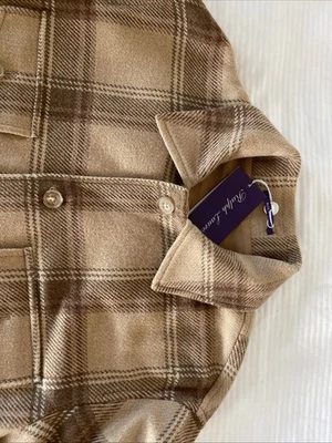 Ralph Lauren Etiqueta Púrpura Lujo Lana Cuadros Camisa/Chaqueta Marrón/Tostado Talla 40R Foto 1 de 4