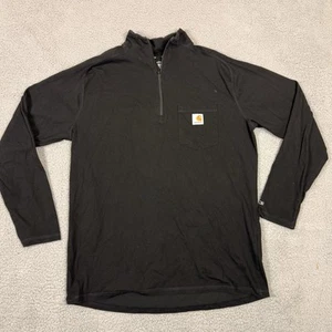 Carhartt Force Men's Black Relaxed Fit Mock Neck 1/4 Zip Long Sleeve Shirt Sz L - Picture 1 of 8