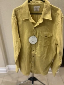 Herren Criquet gelb Langarm Button Down Flanell Hemd Neu mit Etikett Made in USA XL - Bild 1 von 8