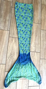 Fin Fun Mermaidens Kids Size 12 Blue & Green Mermaid Tail b1 - Picture 1 of 8