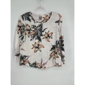 Blusa tejida ligera manga larga estampado floral Chico's talla 1 M - Imagen 1 de 9