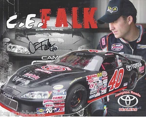 2012 C.E. FALK "SIGNED" HAMPTON ROADS TOYOTA #40 NASCAR LM SERIES POSTCARD - Imagen 1 de 1