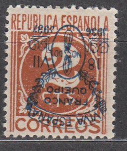 Patriotic Locales Sevilla 1937 Edifil 58HI * MH Inverted Overprint - Picture 1 of 1