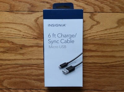 Cable de carga y sincronización Insignia Micro a USB de 6' conector de bajo perfil NUEVO Foto 1 de 4