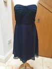 COAST NAVY CHIFFON STRAPLESS PLEATED prom or ball or bridesmaid DRESS SIZE 12