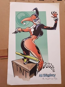 ORIGINAL ART/LITHOGRATH HARLEY QUINN WITH TNT PLUNGER BY AL BIGLEY 10" X 16" - Picture 1 of 5