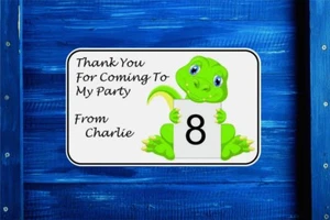 Personalized Dinosaur birthday stickers 35 labels Party bag Gift bags 60 x 35 mm - Picture 1 of 2
