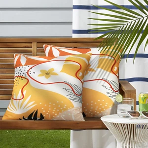 Pack of 2 Outdoor Pillow Covers 18X18 Waterproof Pillow Covers Geometric Leaf De - Picture 1 of 12