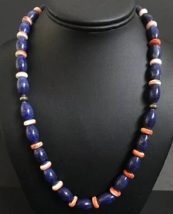 Collana in argento sterling con perle di ostrica spinosa lapislazzuli. 20,25 pollici - Foto 1 di 12