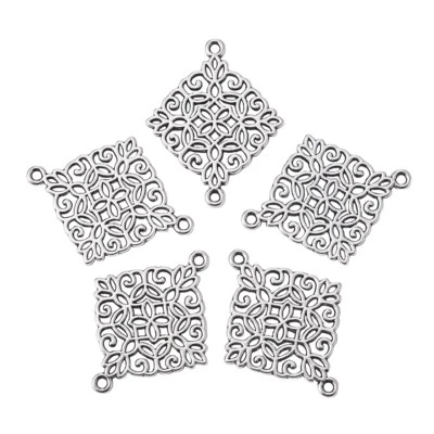 50x eslabones rombo de aleación de plata antigua tibetana sin níquel 28x22x1 mm  Foto 1 de 4