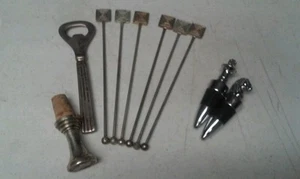 Bar Silber Teller Flaschenöffner und Rührstäbchen und Flaschenverschluss - Bild 1 von 1