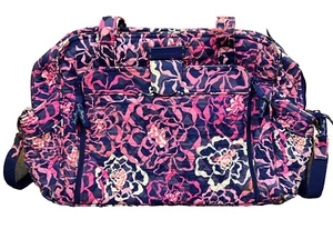 Vera Bradley Wickeltasche Damen gesteppt Reißverschluss lila rosa geblümt - Bild 1 von 19