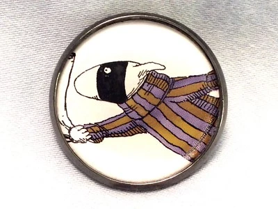 1" Edward Gorey Illustration Dog Burglar Literary Nonsense Book Sew Button EG72 - Image 1 of 2