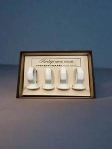 Juego de 4 servilletas de porcelana blanca vintage Pfaltzgraff decoración de mesa de comedor - Imagen 1 de 5