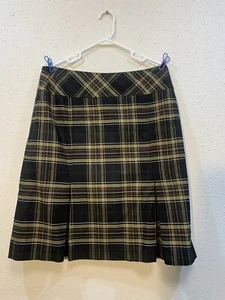 Y2K Lerry Levine Academia Skirt Sz 14 Tartan  A Line  Plated Brown School Girl - Bild 1 von 10