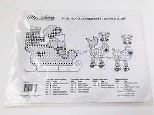 Herrschners Santa And Reindeer Dresser Scarf 542521 Cross Stitch Pattern - Picture 1 of 2