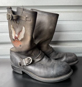 Harley Davidson Mens Boots Sz 8 Black Leather Engineer Conductor Legendary Eagle - Picture 1 of 11