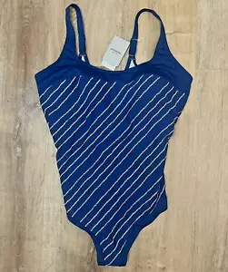 Amoena One Piece Swimsuit Women’s 22D Dark Teal White Padded Bra NEW - Picture 1 of 10
